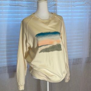 30A Beach Scene Sweatshirt in Cream NWOT Size M ribbing at cuff waist and neck